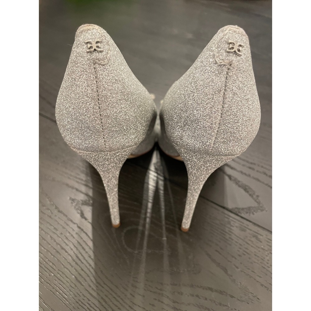 Sam Edelman Silver Glitter Pointed-Toe Bow Pumps - Picture 7 of 10
